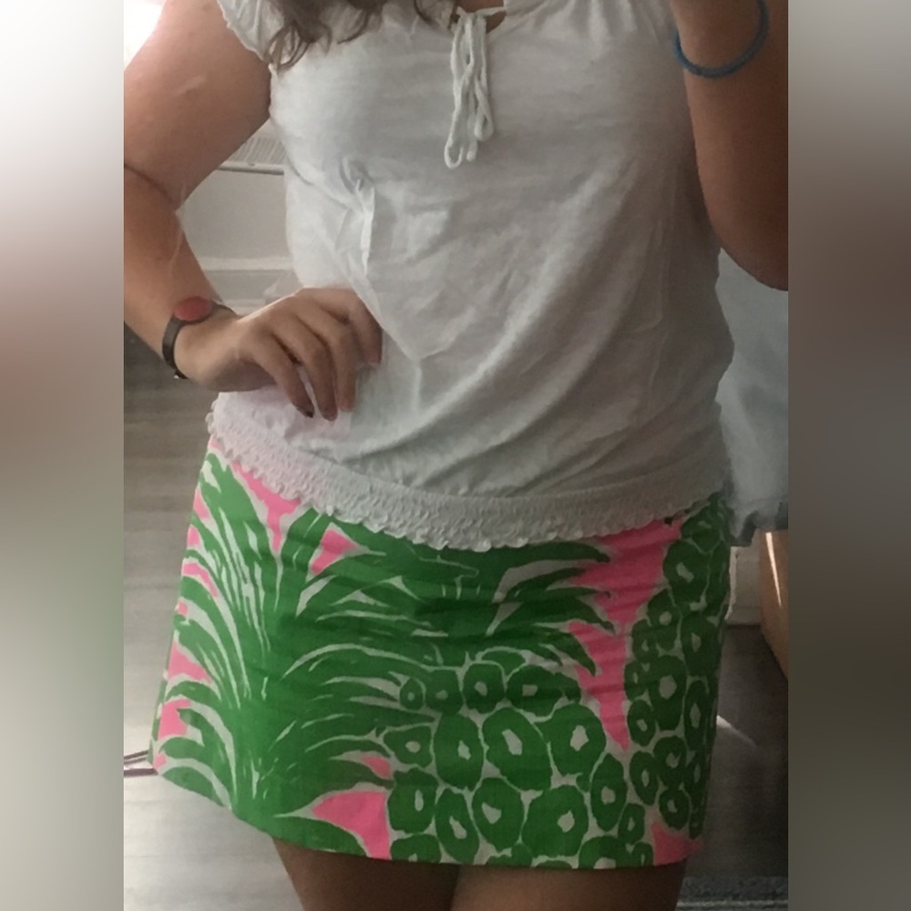 Lilly Pulitzer Tropical Green and Pink Skirt